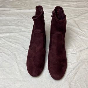 Unisa burgundy suede sock booties